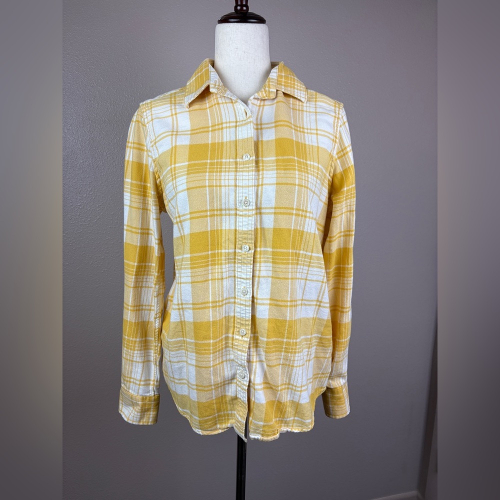 Land’s End yellow and white flannel size 8 - Picture 2 of 6